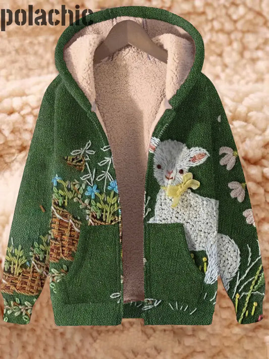 Animal Art Imprimer Manches Longues À Capuche Zip-Up Thick Top Veste A / S