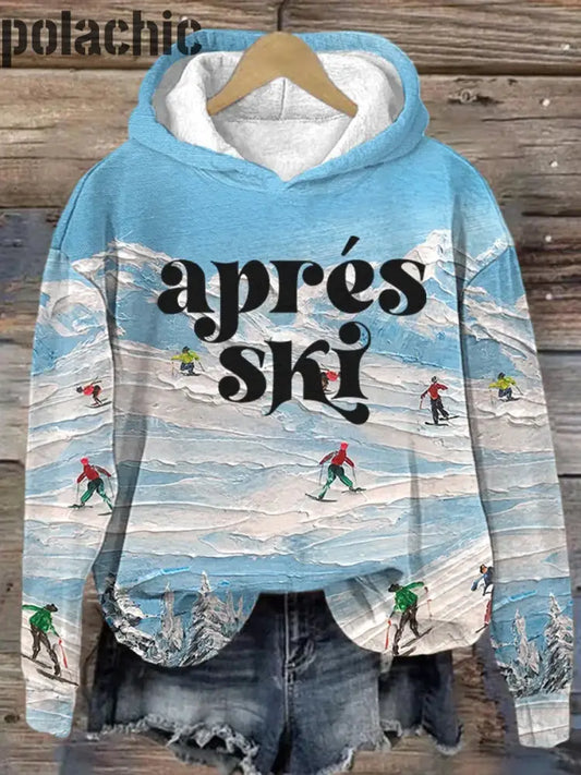 Apres Ski Peinture À L’huile Imprimé Casual Loose Crew Neck Manches Longues Hoodie A / S