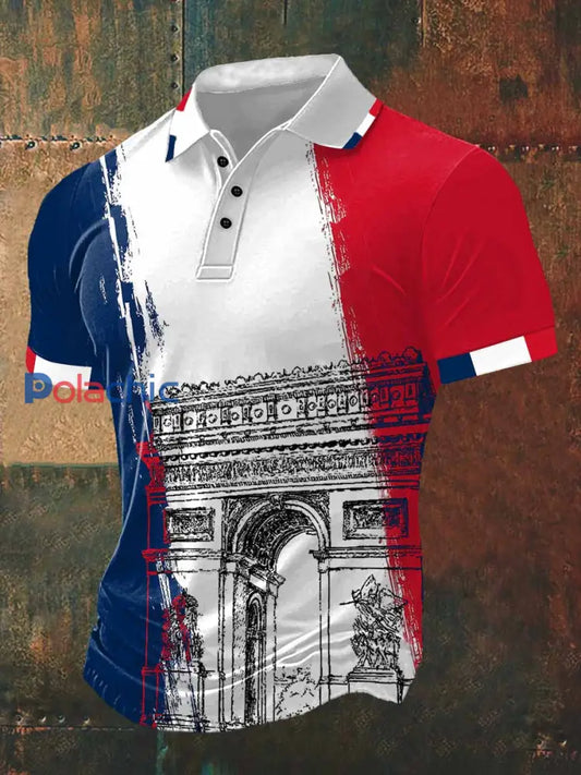 Arc De Triomphe T-shirt à manches courtes à col polo coloré / S