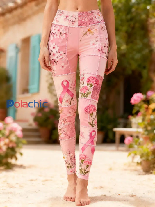 Bas imprimé floral botanique pour femmes Rose / S
