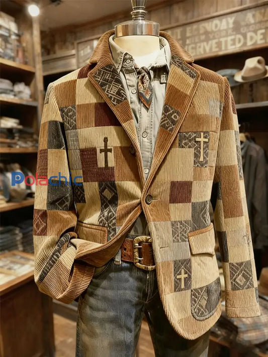 Blazer décontracté rétro de style occidental pour hommes comme image / S