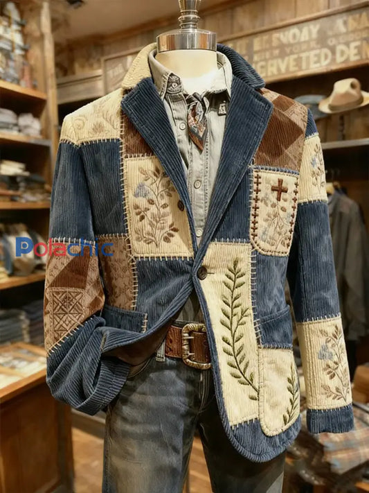 Blazer décontracté rétro de style occidental pour hommes comme image / S