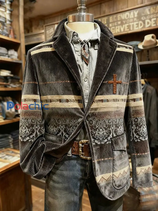 Blazer décontracté rétro de style occidental pour hommes comme image / S