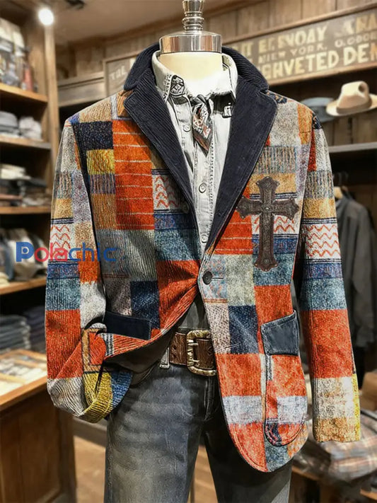 Blazer décontracté rétro de style occidental pour hommes comme image / S