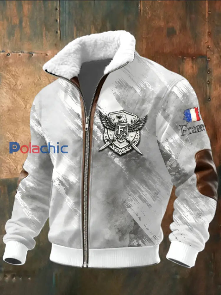Blouson zippé homme gris monogrammé français imprimé F Gris / S
