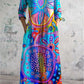 Bohemian Ombre Art Print Chic Col En V À Manches Longues Élégant Midi Dress