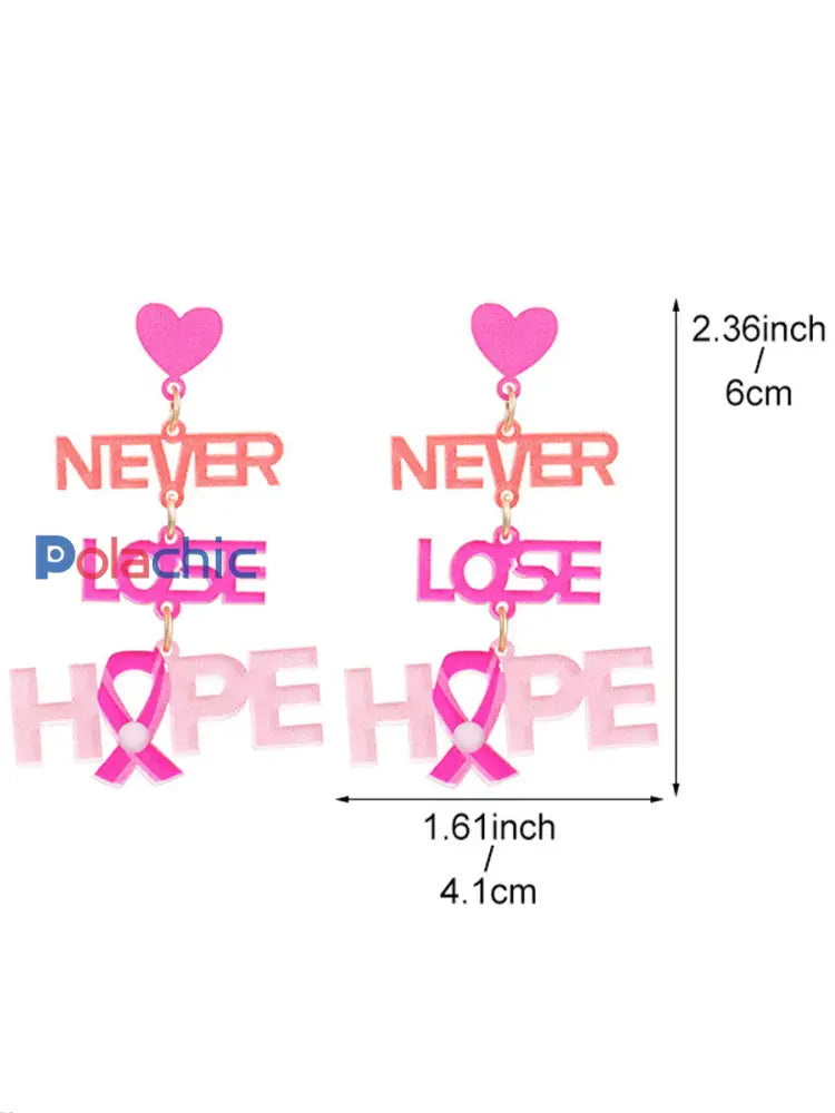 Boucles d’Oreilles Femme Ruban Rose Sensibilisation au Cancer du Sein Rose / ONE