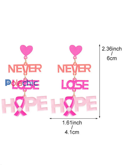 Boucles d’Oreilles Femme Ruban Rose Sensibilisation au Cancer du Sein Rose / ONE