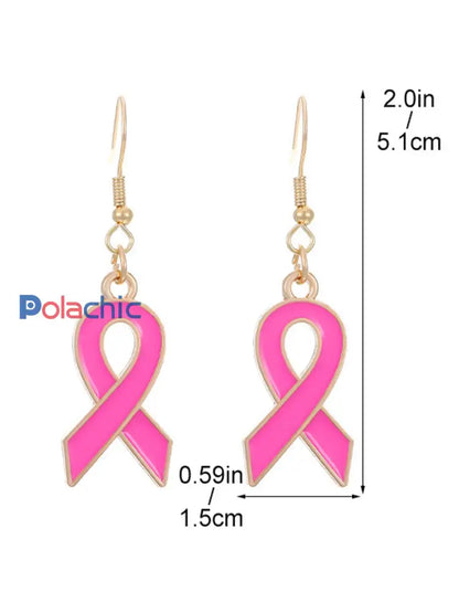 Boucles d’Oreilles Femme Ruban Rose Sensibilisation au Cancer du Sein Rose / ONE