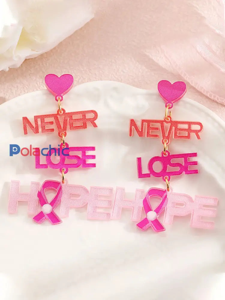 Boucles d’Oreilles Femme Ruban Rose Sensibilisation au Cancer du Sein Rose / ONE