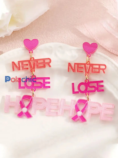 Boucles d’Oreilles Femme Ruban Rose Sensibilisation au Cancer du Sein Rose / ONE