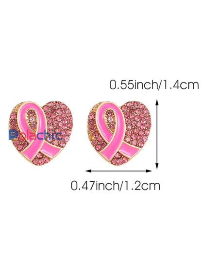 Boucles d’Oreilles Femme Ruban Rose Sensibilisation au Cancer du Sein Rose / ONE