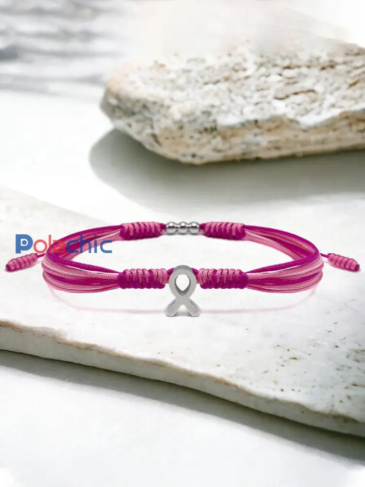 Bracelet ajustable Femme Cancer du sein Ruban Rose Rose / ONE