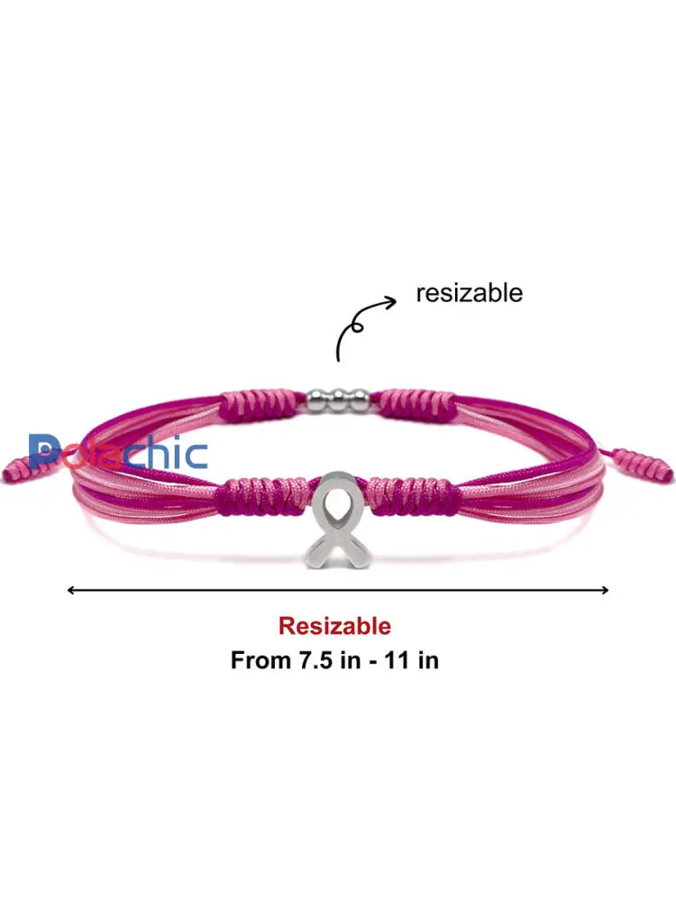 Bracelet ajustable Femme Cancer du sein Ruban Rose Rose / ONE