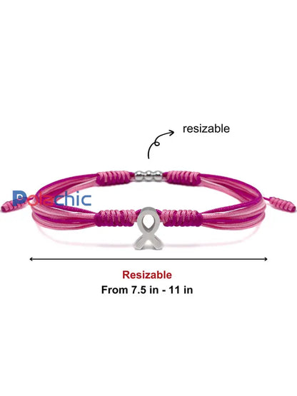 Bracelet ajustable Femme Cancer du sein Ruban Rose Rose / ONE