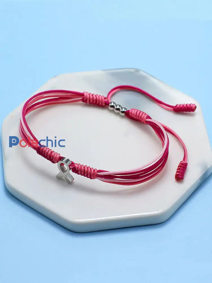 Bracelet ajustable Femme Cancer du sein Ruban Rose Rose / ONE