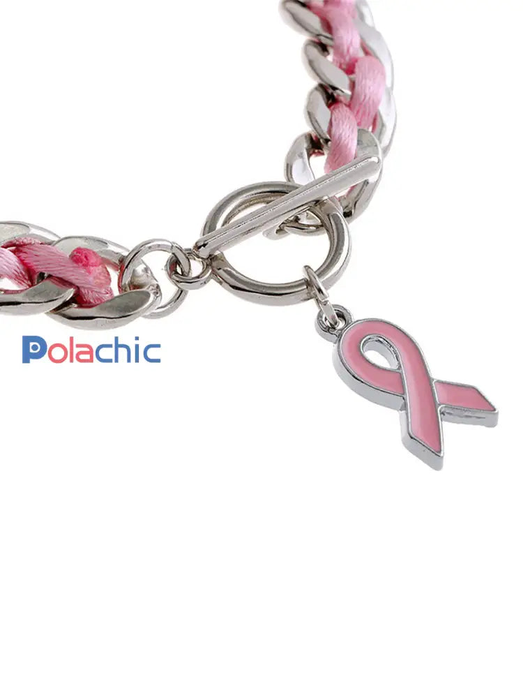 Bracelet Femme Ruban Rose Cancer Du Sein Rose / ONE