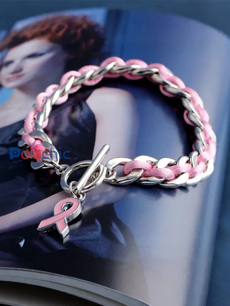 Bracelet Femme Ruban Rose Cancer Du Sein Rose / ONE