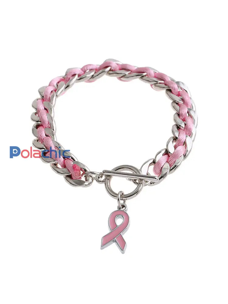 Bracelet Femme Ruban Rose Cancer Du Sein Rose / ONE