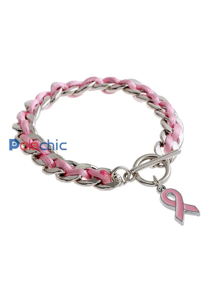 Bracelet Femme Ruban Rose Cancer Du Sein Rose / ONE