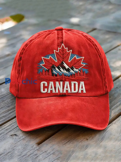 CANADA Casquette unisexe décontractée imprimée Rouge / ONE