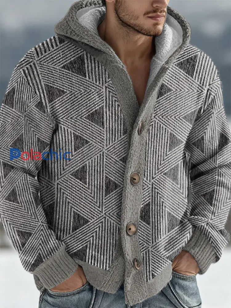 Cardigan à capuche géométrique Art Homme comme image / S
