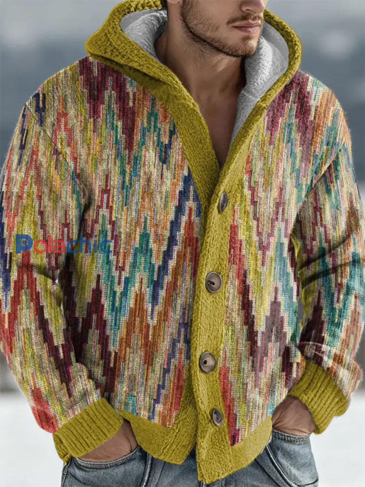 Cardigan à capuche géométrique Art Homme comme image / S