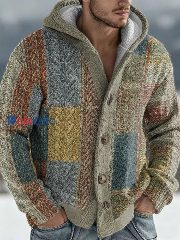 Cardigan à capuche géométrique Art Homme comme image / S