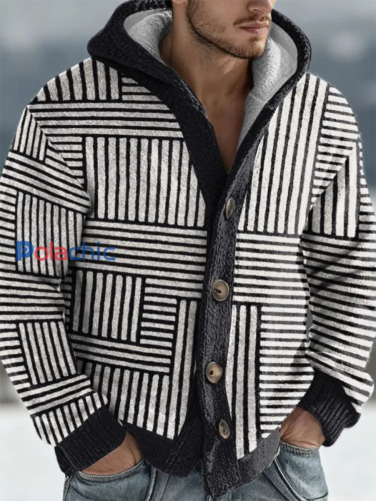 Cardigan à capuche géométrique Art Homme comme image / S