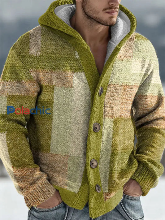 Cardigan à capuche géométrique Art Homme couleur mélangée / S