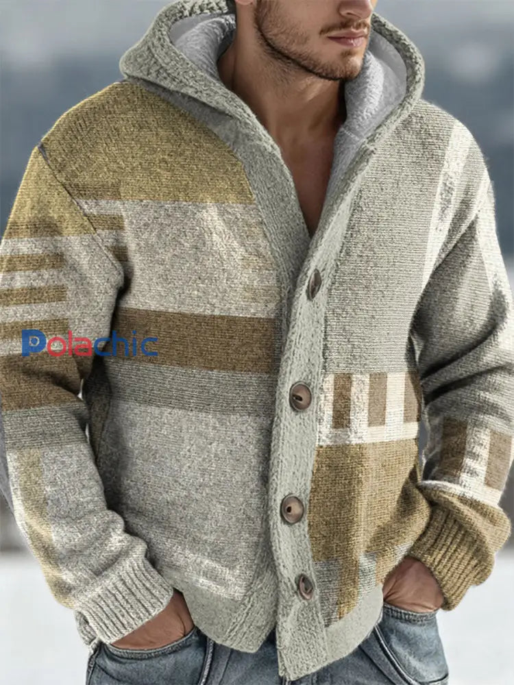 Cardigan à capuche géométrique Art Homme couleur mélangée / S