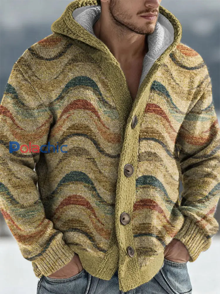 Cardigan à capuche géométrique Art Homme Gingembre / S