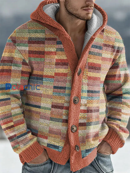 Cardigan à capuche géométrique pour hommes comme image / S