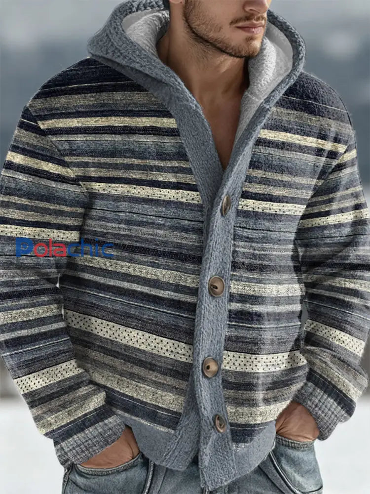 Cardigan à capuche géométrique pour hommes comme image / S