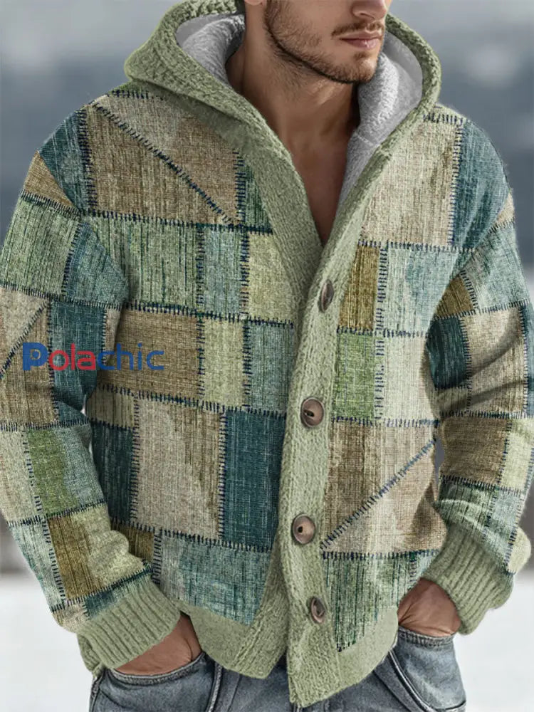 Cardigan à capuche géométrique pour hommes comme image / S