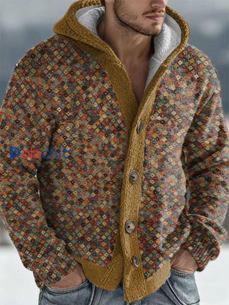 Cardigan à capuche géométrique pour hommes comme image / S