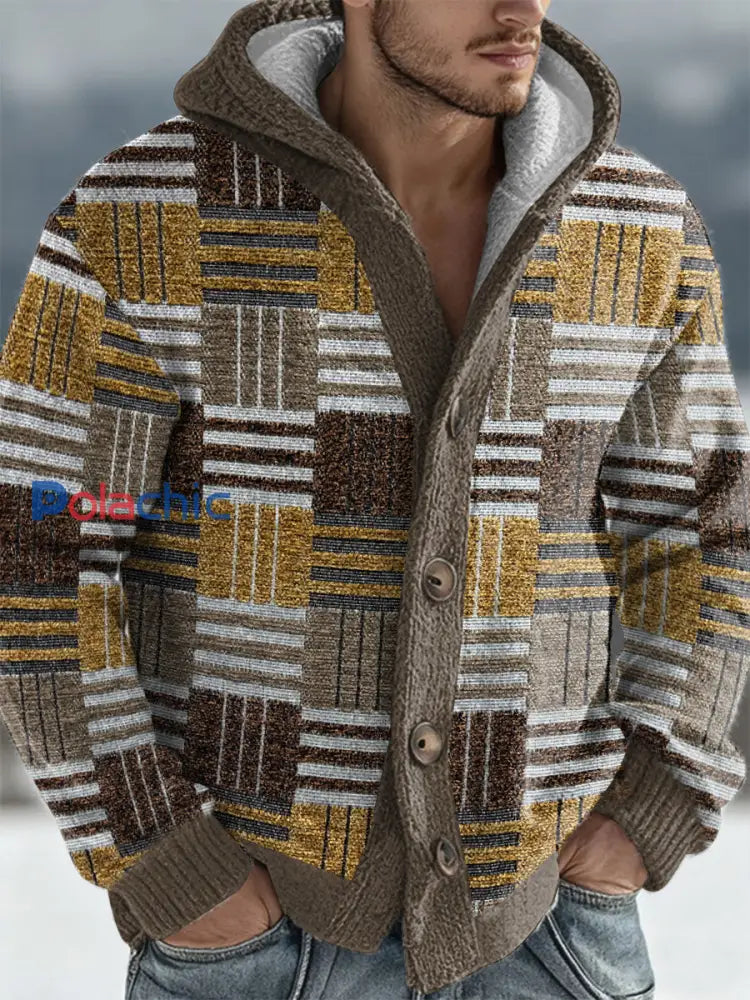 Cardigan à capuche géométrique pour hommes comme image / S