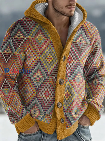 Cardigan à capuche géométrique pour hommes comme image / S