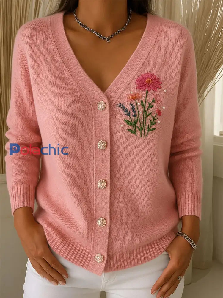 Cardigan boutonné à imprimé floral vintage pour femmes A / S