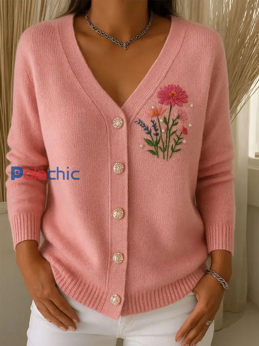 Cardigan boutonné à imprimé floral vintage pour femmes A / S