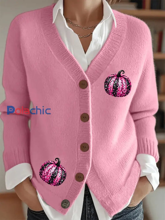 Cardigan Citrouille Rose Femme october Cancer Awareness Rose / S