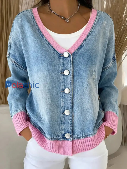 Cardigan de conception de patchwork de la mode des femmes comme image / S