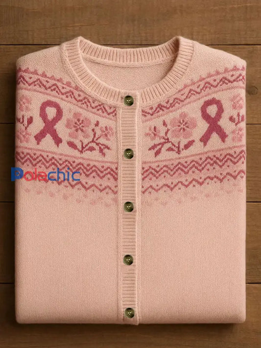 Cardigan Décontracté Femme Rose Ruban Imprimé Floral Rose / S