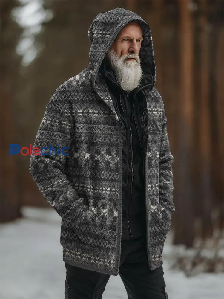 Cardigan ethnique pour homme Gris foncé / S