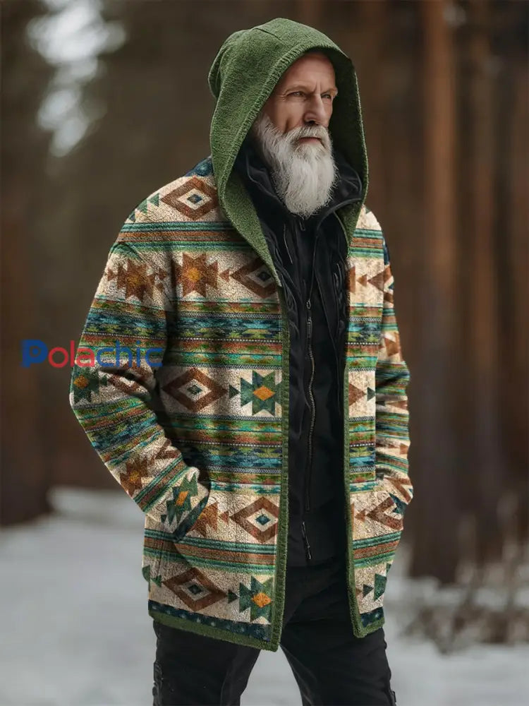 Cardigan ethnique pour homme Vert / S