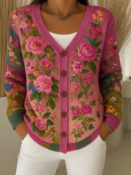 Cardigan Femme Rose Cancer Du Sein Fleuri comme image / S