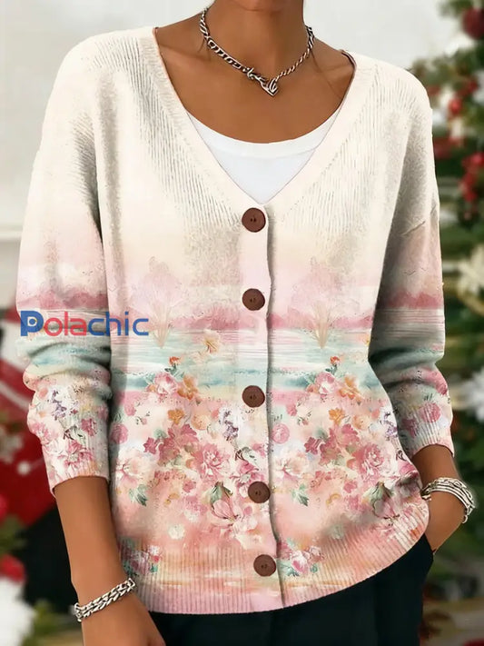 Cardigan Femme Rose Imprimé Floral comme image / S