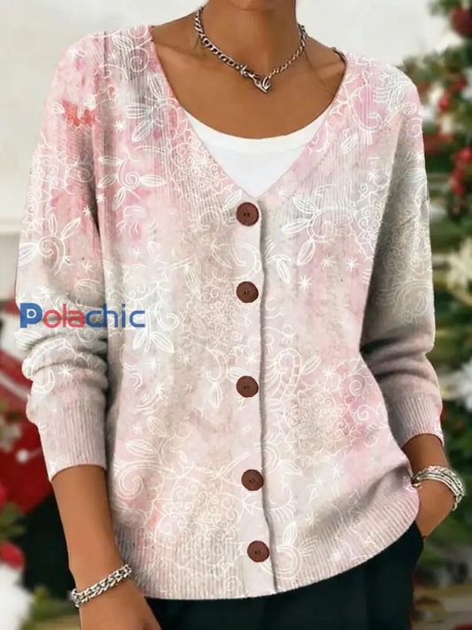 Cardigan Femme Rose Imprimé Floral comme image / S