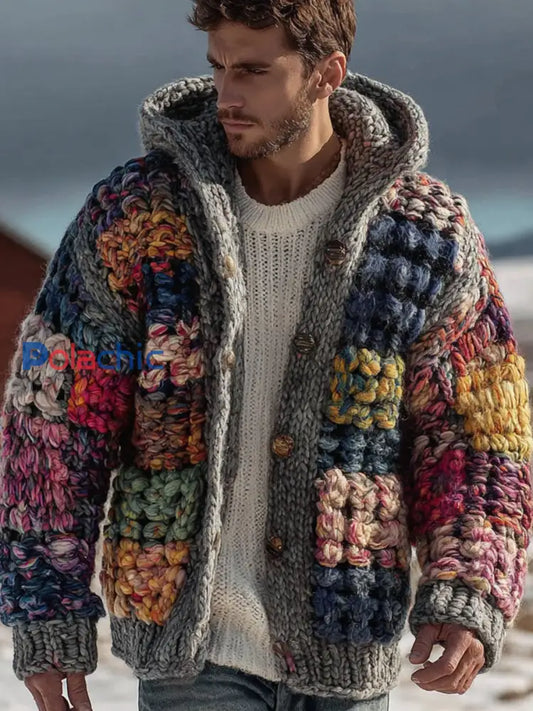 Cardigan tricoté géométrique pour homme comme image / S