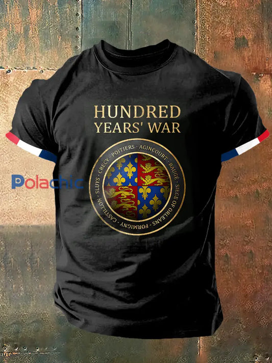 Cent ans guerre imprimer Vintage Fashion T-shirt à manches courtes pour hommes Noir / S